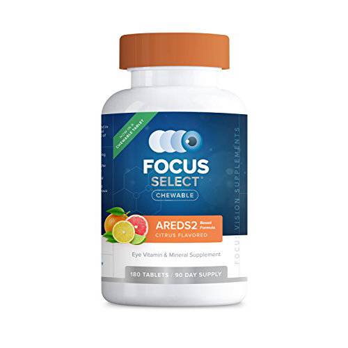 Focus Select® AREDS2 Based Chewable Eye Vitamin-Mineral Supplement - AREDS2 Based Supplement for Eyes (180 ct. 90 Day Supply) Citrus Flavored AREDS2 Based Eye Chewable - AREDS2 Low Zinc Formula