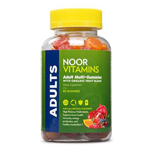 Noor Vitamins Halal Adult Multivitamin Gummy with Organic Fruit Blend for Men and Women Non-GMO, Gluten Free, Vegan Friendly Gelatin Free Halal Vitamins - 90 Count