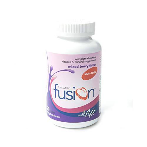 Bariatric Fusion Chewable Multivitamin with High ADEK Vitamins | Multi for Duodenal Switch Patients | Mixed Berry Flavored Tablets | with Iron and Calcium | One Month Supply