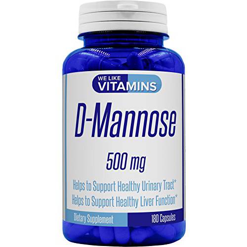 We Like Vitamins D-Mannose 1000mg Per Serving - 180 Count Easy to Swallow Veggie Capsules - D Mannose Supplement Helps Support Bladder and Urinary Tract Health - Dmannose 180 Capsules
