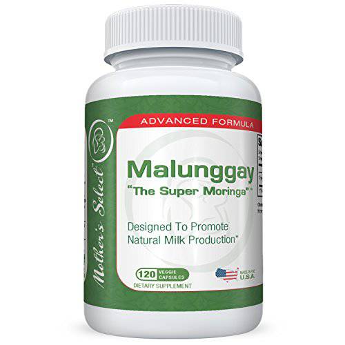 Malunggay by Mama’s Select, 120 Veggie Capsules, 100% Organic Moringa Powder Herb, Formulated for Breast Feeding Mothers, Nursing Supplement Supports Lactation, 350 mg per Capsule