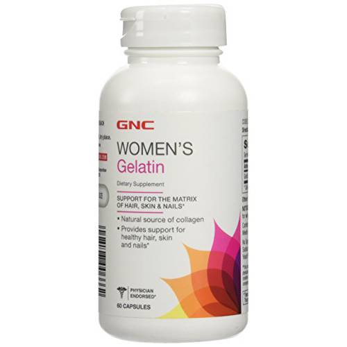 GNC Women’s Gelatin Supplement |Supports Healthy Hair, Skin and Nails |Natural Collagen Source | 60 Capsules
