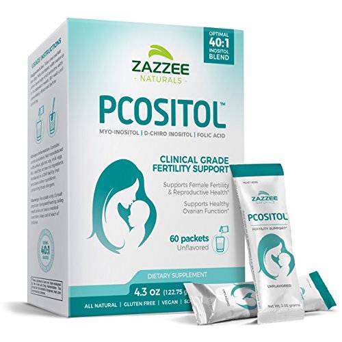 Zazzee PREGNOSITOL, 60 Day Supply, Premium Myo-Inositol, D-Chiro-Inositol, and Folic Acid Blend, Ideal 40:1 Ratio, 60 Easy-Tear Packets, Vegan, All Natural and Non-GMO