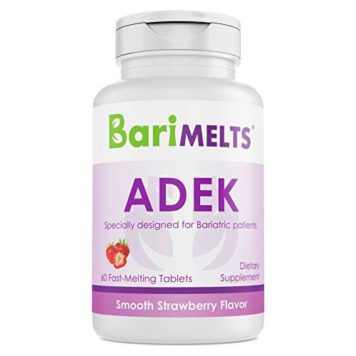 BariMelts ADEK, Dissolvable Bariatric Vitamins, Natural Strawberry Flavor, 60 Fast Melting Tablets