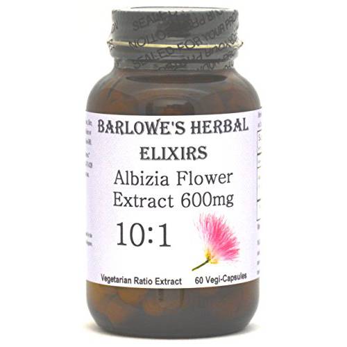 Albizia Julibrissin Flower 10:1 Extract - 60 600mg VegiCaps - Stearate Free, Glass Bottle