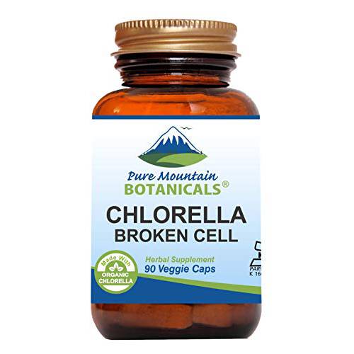 Broken Cell Wall Chlorella Capsules - 90 Kosher Vegan Caps Now with 500mg Organic Chlorella Vulgaris Powder