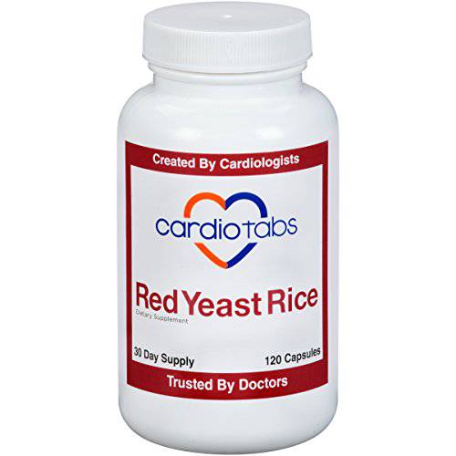 Cardiotabs Red Yeast Rice - 30 Day Supply of 1200 mg Red Yeast Rice Supplements - Gluten Free Capsules Made with Certified Organic Red Yeast - 100% American Made Health Supplements - 120 Capsules