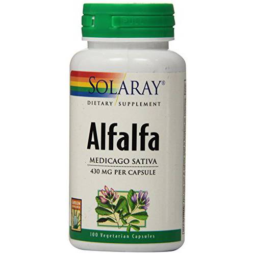 Solaray Alfalfa Leaf 860mg | Vitamin-Rich Superfood w/Fiber & Chlorophyll | Healthy Blood, Kidneys & Digestion Support | Non-GMO, Vegan | 100 VegCaps