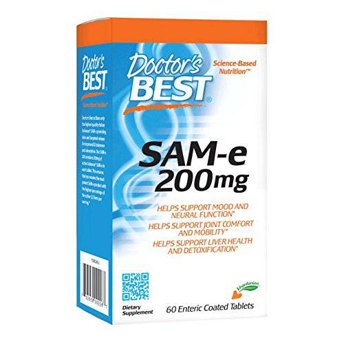Doctor’s Best SAM-e Mood & Joint Support & Liver Health (Pharmaceutical Grade/Non-GMO/Gluten Free/Vegetarian), 60 Count (Pack of 1)