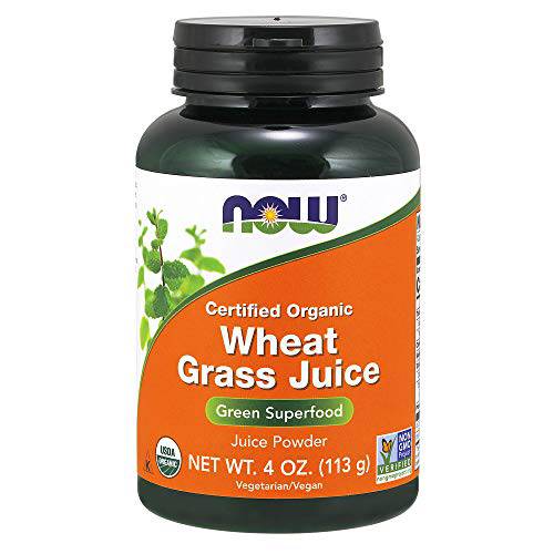 NOW Supplements, Certified Organic and Non-GMO, Wheat Grass Juice Powder,Green Superfood, 4-Ounce