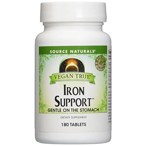 Source Naturals Vegan True Iron Support, Gentle on the Stomach Dietary Supplement - 180 Tablets