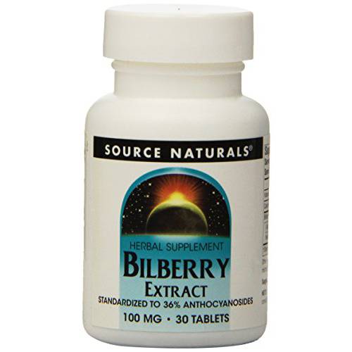 Source Naturals Bilberry Extract 100 mg Standardized Botanical Antioxidant - 30 Tablets