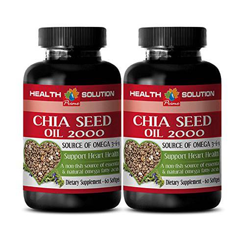 Chia Seed Oil Capsule - CHIA Seed Oil 2000 - Rich Source of Healthy fats and nutrients - chia Seeds Organic - chia Seeds Oil for Skin - chia Seeds Oil for Hair Growth - chia Oil Capsules - 2 Bottles
