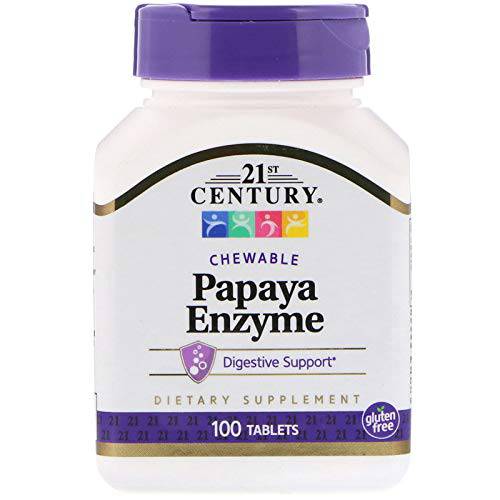21st Century Papaya Enzyme Chewable Tablets, Tropical, 100 Count