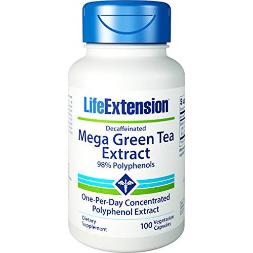 Life Extension Mega Green Tea Extract 98 Polyphenols, 100 veg caps -Decaf (100x3)