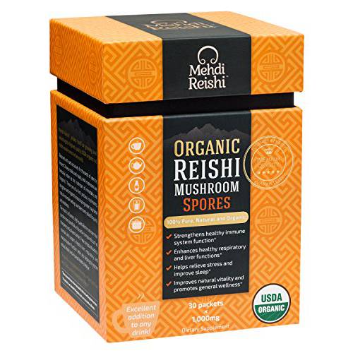 Organic Reishi Mushroom Spores by Mehdi Reishi – 30 Servings – 100% Pure, Premium and Organic Medicinal Spores-Ganoderma Lucidum, Lingzhi - High Potency Triterpenes