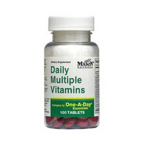 Mason Natural Daily Multiple Vitamins - Vitamins A, C, D3, E, B1, B2, B3, B6, B12, Folate and Calcium for Overall Health, 100 Tablets