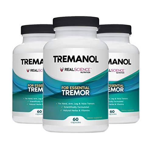 Tremanol Natural Aid for Essential Tremor - Provides Tremor Relief for Shaky Hands, Arm, Leg and Voice (Pack of 3 of 60 Capsules Each)