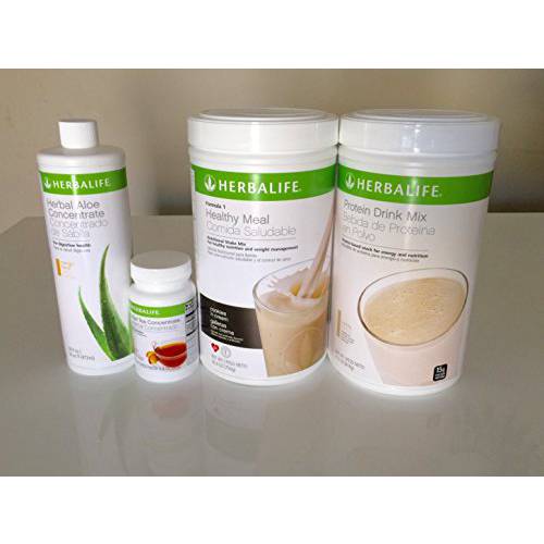 Herbalife QUICK COMBO with PDM - Formula 1 Healthy Meal Shake Mix Cookies and Cream flavor, Protein Drink Mix PDM, Herbal Aloe Concentrate Mango flavor and Herbal Tea Concentrate