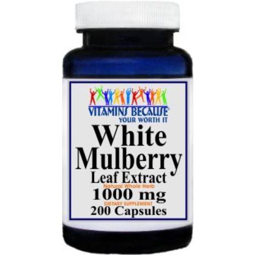 Vitamins Because - White Mulberry Leaf Extract - 1000mg per Serving - 200 Capsules