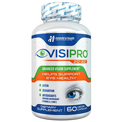 VISIPRO® 20-20 New Vision Health Supplement - Advanced Eye Vision Vitamins for Complete Eye Health, Vision Support & Macular Free Radical Defense - 60 Veggie Caps