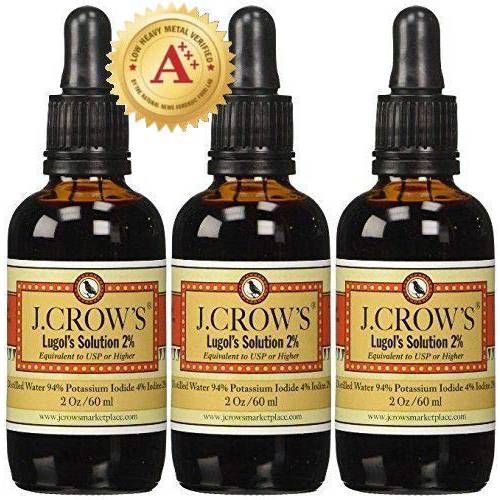 J.CROW’S® Lugol’s Solution of Iodine 2% 2 oz Three Pack (3 Bottles)