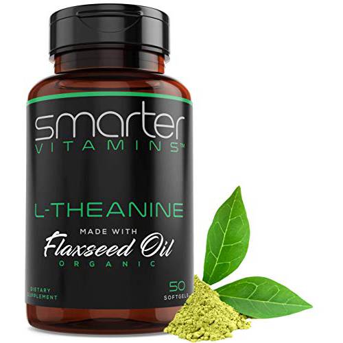 Smarter L-Theanine 250mg in Non-GMO Flaxseed Oil, Stress, Relaxation & Mood Wellness 50 Liquid Softgels