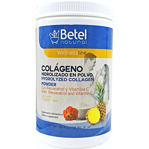 Hydrolyzed Collagen Powder (Colageno Hidrolizado) with Resveratrol & Vitamin C - Pineapple Flavor - Betel Natural
