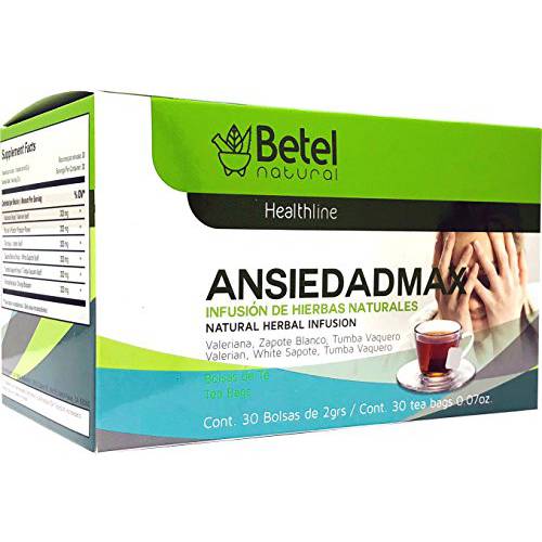 Ansiedadmax Tea by Betel Natural - Natural Support for Stress and Anxiety - 24 Tea Bags