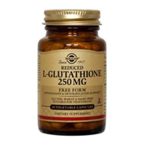 Solgar Reduced L-Glutathione 250 mg, 60 Vegetable Capsules - Antioxidant Support - Free Form Amino Acids - Non-GMO, Vegan, Gluten Free, Dairy Free, Kosher - 60 Servings