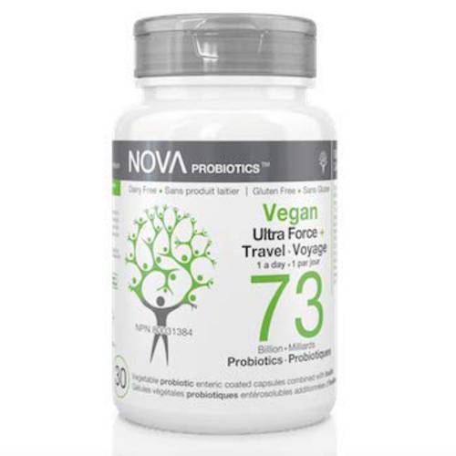 NOVA Probiotics Vegan Ultra Strength & Travel 73 Billion Probiotics per Capsule-30 VCaps