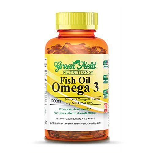 Greenfield Nutrtions, Fish Oil 1000mg, 300mg Omega 3, EPA 180mg and DHA 120mg, 120 Pills, Halal Vitamins