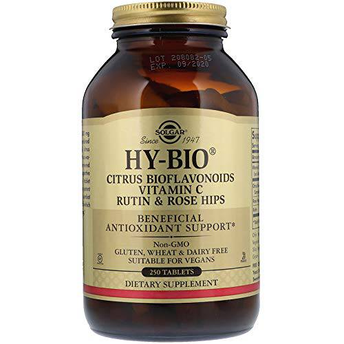 Solgar HY-BIO, 250 Tablets - Antioxidant & Immune Support - Citrus Bioflavonoids, Vitamin C, Rutin & Rose Hips - Non-GMO, Vegan, Gluten Free, Dairy Free, Kosher - 250 Servings