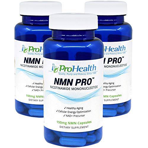 NMN Pro 300 (3 Pack) Only NMN Clinically Proven to Raise NAD+ Level by 38% & Reverse 12 Years of NAD+ loss in 60 Days. A+ BBB Rated Since 1988, Lab Tested 99.5% Pure, Shelf Stable (300mg, 90 Servings)