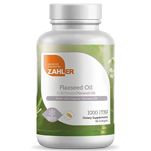 Now Vegetarian Zahler Flaxseed Oil, Organic Flax Seed Oil, Cold Pressed Flax Oil Supplement, Certified Kosher, 90 SoftGels