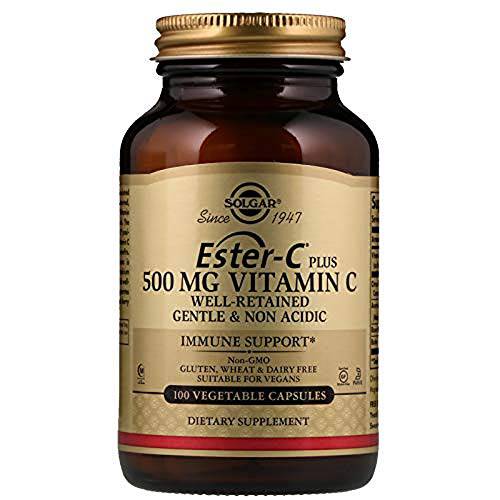 Solgar Ester-C Plus 500 mg Vitamin C (Ascorbate Complex), 100 Vegetable Capsules - Pack of 2 - Gentle & Non Acidic - Antioxidant & Immune Support - Non-GMO, Vegan, Gluten Free - 200 Total Servings