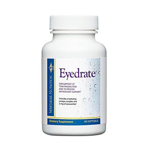 Dr. Whitaker’s Eyedrate Hydration and Lubrication Supplement with Omega-3, Omega-7 and Antioxidants, 60 Softgels (30-Day Supply)