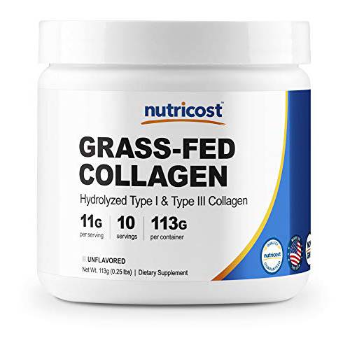 Nutricost Grass-Fed Collagen Powder 4 oz (Unflavored) - Gluten Free and Non-GMO