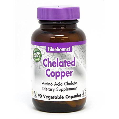 Bluebonnet Nutrition Albion Chelated Copper, 3 mg of Copper, For Nervous System & Immune Health*, Soy-Free, Gluten-Free, Non-GMO, Kosher Certified, Dairy-Free, Vegan, 90 Vegetable Capsule, 90 Servings