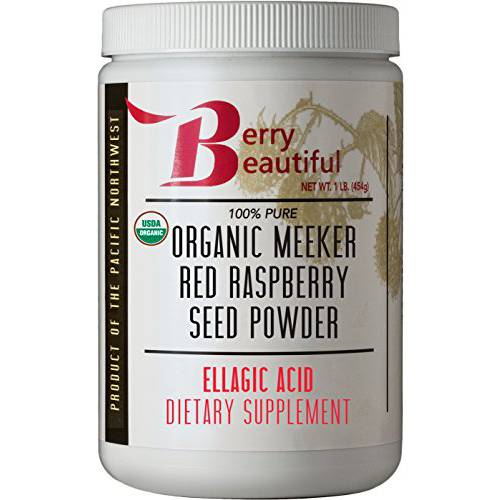 Berry Beautiful Certified Organic Meeker Red Raspberry Seed Powder - 1 lb (454 Grams) - Ellagic Acid and Ellagitannins Supplement - Milled from organically Grown Seed That is Cold Pressed