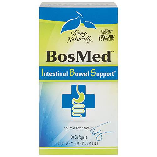 Terry Naturally BosMed Intestinal Bowel Support - 400 mg Boswellia Complex, 60 Softgels - Relieves Occasional Gas, Bloating & Intestinal Discomfort - Non-GMO, Gluten-Free - 60 Servings