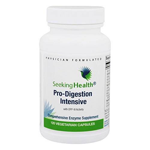 Pro-Digestion Intensive | Best Digestive Support Supplement | Helps Relieve Occasional Heartburn, Gas, Bloating and Belching | 120 Capsules | Free Of Common Allergens | Seeking Health