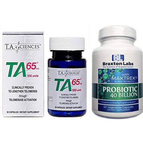 T.A. Sciences TA-65 30 Capsules Includes Free Bottle of Braxton Labs Probiotic 60 Vegetable Caps