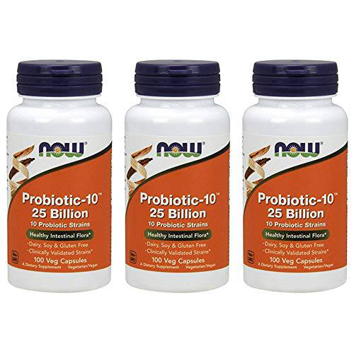 Now Foods Probiotic-10 25 Billion, 100 Count (Pack of 3)