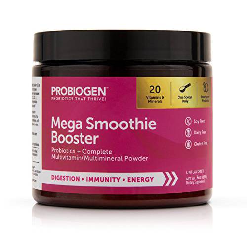 Probiogen Mega Smoothie Booster | Probiotic Multi Powder: Smart Spore Technology, DNA Verified, 100X Better Survivability, 7 oz
