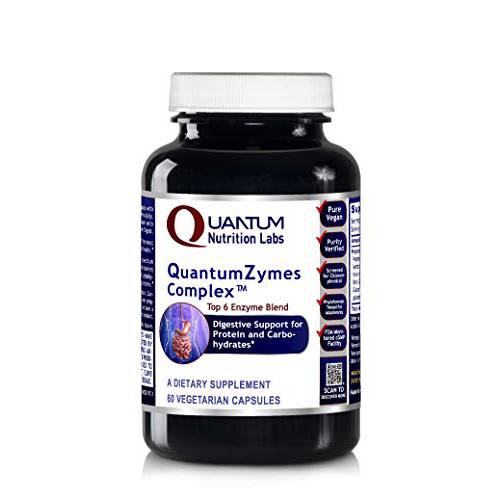 QuantumZymes Complex, Vegan Product, 60 Capsules - Multi-Enzyme Formula for Quantum Digestive Support for Protein and Carbohydrates