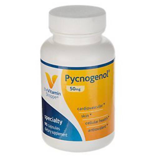 Pycnogenol 50mg Antioxidant That Supports Cardiovascular, Skin Cellular Health (French Maritime Pine Bark Extract) (90 Capsules) by The Vitamin Shoppe