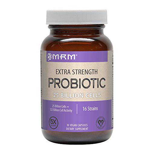 MRM Nutrition Extra Strength Probiotics | Intestinal + Immune Health | Prebiotics + postbiotics | 25 Billion Cells | Good Bacteria for Gut Health| 16 Bacterial strains | Shelf Stable | 30 Servings