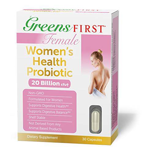 Greens First Female Probiotics for Women - 20 Billion CFU, Digestion & Feminine Support - Womens Probiotic - 30ct
