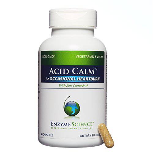 Enzyme Science™ Acid Calm™, 90 Capsules – for Occasional Heartburn and Indigestion – Digestion Enzyme Supplement – Digestive Aid – Vegetarian Capsules